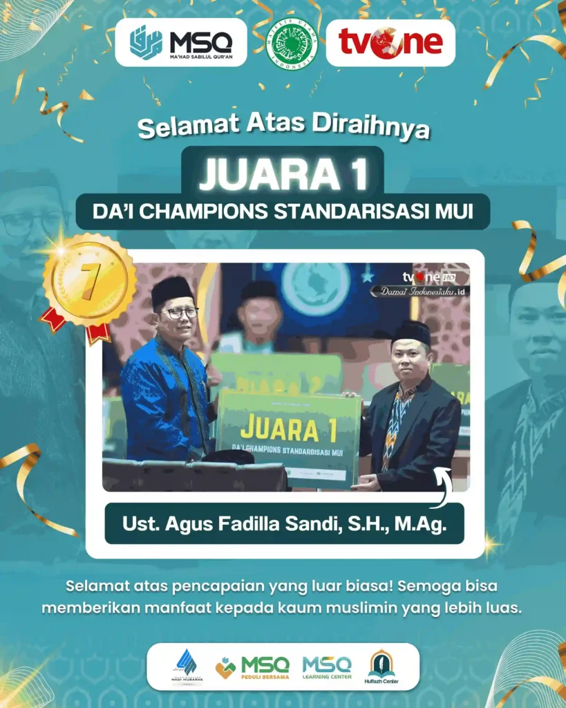 Ustadz Agus Fadilla Sandi Juara 1 Da’i Champions Standardisasi MUI 2025