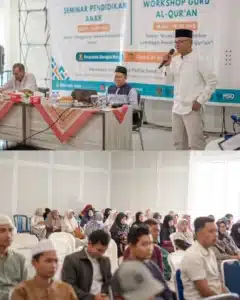 Ustadz Agus Fadillah Sandi dan Wakil Bupati Yus Derahman duduk bersama dalam sesi ceramah di rumah dinas wakil bupati Bangka Barat. Keduanya tampak tersenyum di depan peserta pengajian.