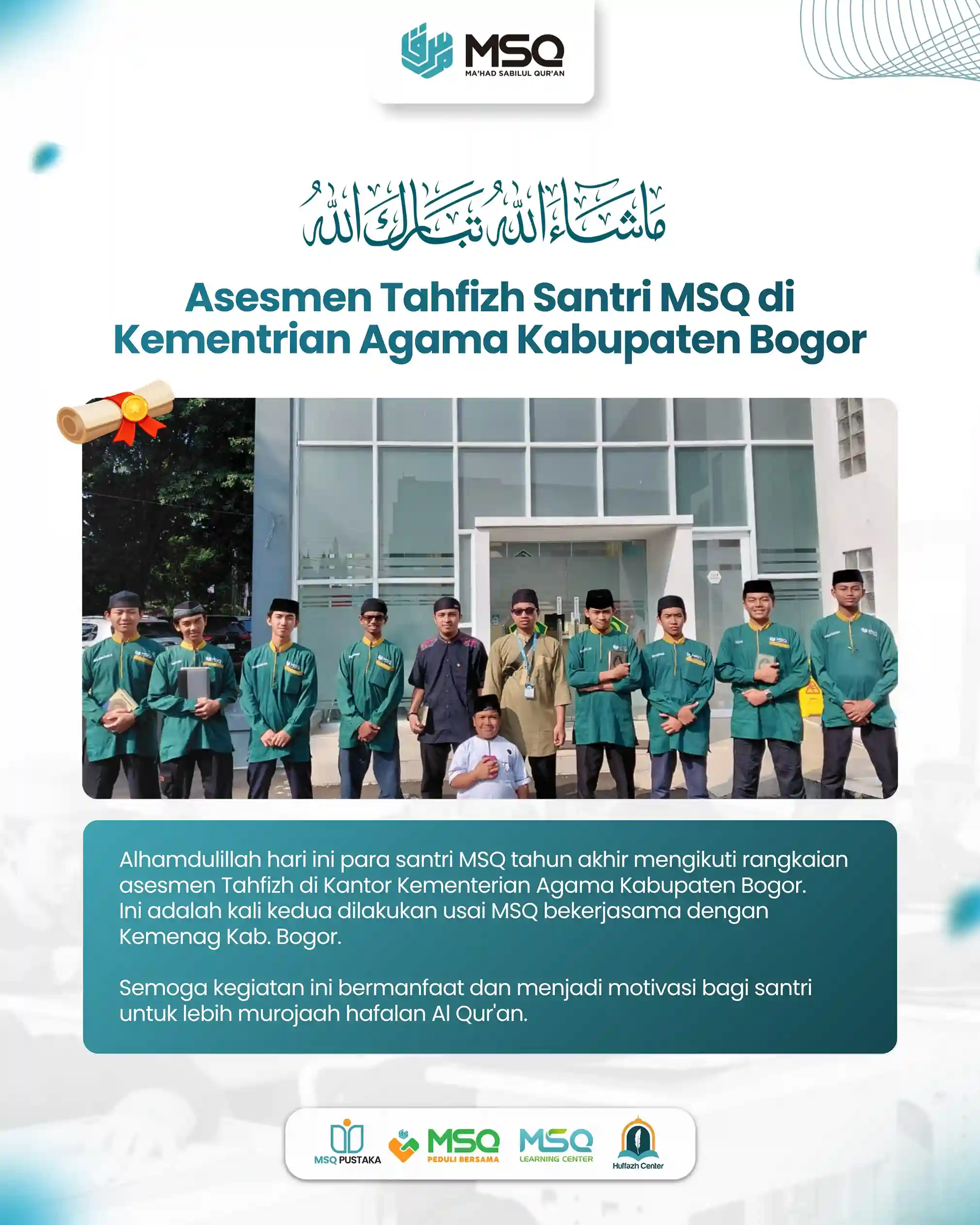 Asesmen Tahfizh santri tahun ke 3 di kemenag kab bogor